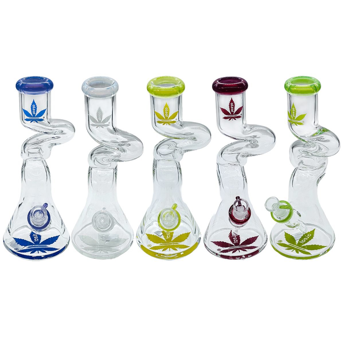 ALEAF Twisted Twin Design Beaker Waterpipe (AL6225) | 12 inches | Assorted Colors product image